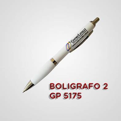 BOLGRAFO BLANCO CON LOGO GP5175 - 100 UNIDADES