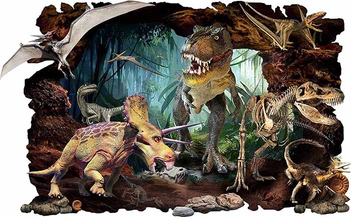 Vinilo impreso efecto 3D Dinosaurios - 100x100cm - MODELO: 3D_0061
