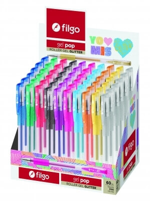 Lapicera Filgo Roller Gel Pop Glitter Display X60u