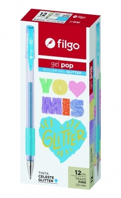 Lapicera Filgo Roller Gel Pop Glitter Display unidad
