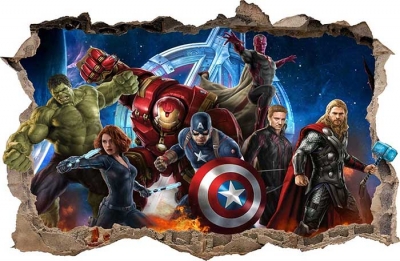 Vinilo impreso efecto 3D Avengers - 80x80cm - MODELO: 3D_0103