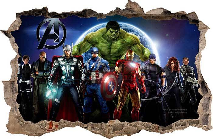 Vinilo impreso efecto 3D Avengers - 100x100cm - MODELO: 3D_0009