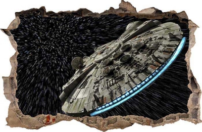 Vinilo impreso efecto 3D Halcón Milenario Star Wars - 100x100cm - MODELO: 3D_0026