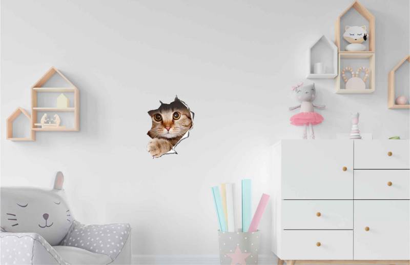 Vinilo impreso efecto 3D gatito beige chico -  60x60cm - MODELO: 3D_0041
