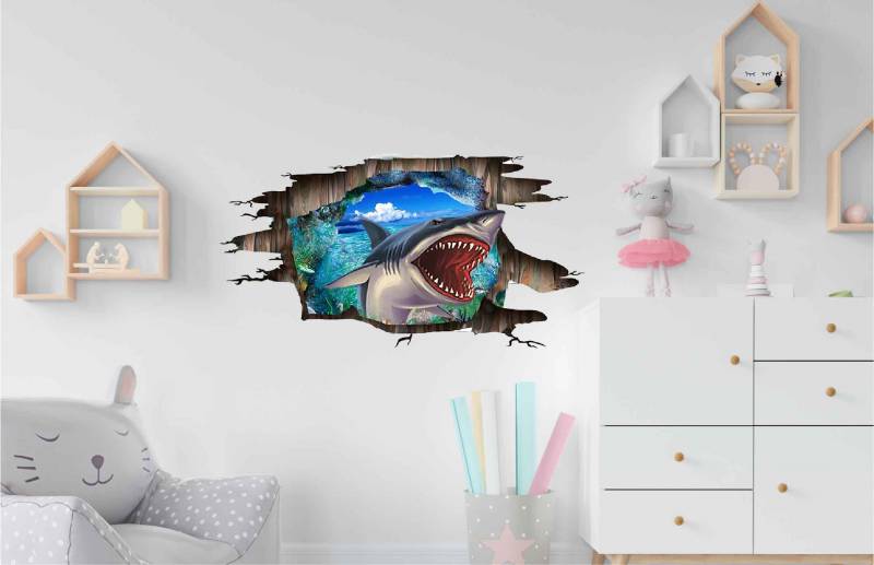 Vinilo impreso efecto 3D Tiburones - 60x60cm - MODELO: 3D_0050