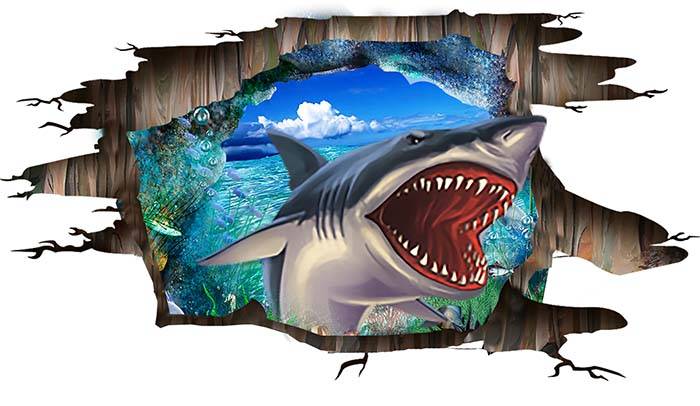 Vinilo impreso efecto 3D Tiburones - 100x100cm - MODELO: 3D_0050