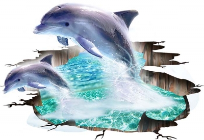 Vinilo impreso efecto 3D Delfines - 100x100cm - MODELO: 3D_0052