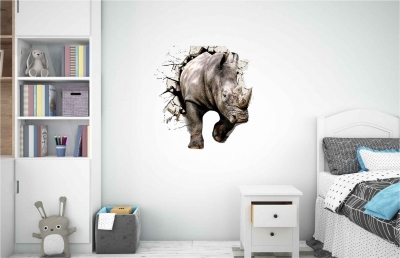 Vinilo impreso efecto 3D Rinocerontes - 60x60cm - MODELO: 3D_0055
