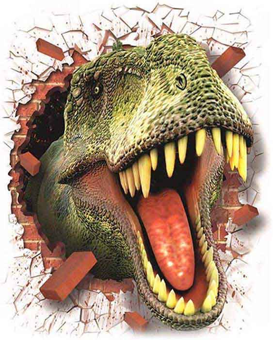 Vinilo impreso efecto 3D Tiranosaurio Rex - 80x80cm - MODELO: 3D_0058