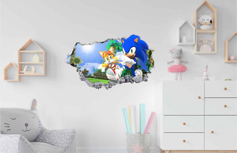 Vinilo impreso efecto 3D Sonic - 60x60cm - MODELO: 3D_0070