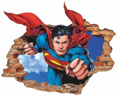 Vinilo impreso efecto 3D Superman - 80x80cm - MODELO: 3D_0101