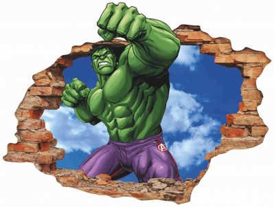 Vinilo impreso efecto 3D Hulk - 80x80cm - MODELO: 3D_0104