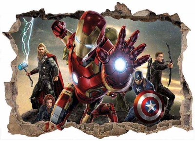 Vinilo impreso efecto 3D Avengers - 100x100cm - MODELO: 3D_0105