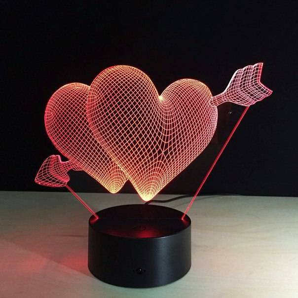 Lámpara de Corazón con Flecha LED 3D - MOD: Led_00015