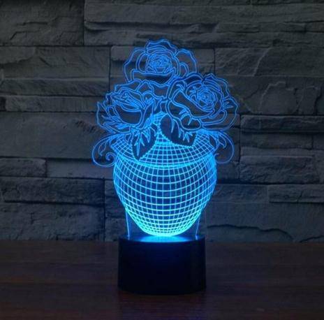 Lámpara de Florero con Rosas LED 3D - MOD: Led_00020