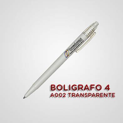 BOLÍGRAFO TRANSPARENTE CON LOGO A002 - 100 UNIDADES