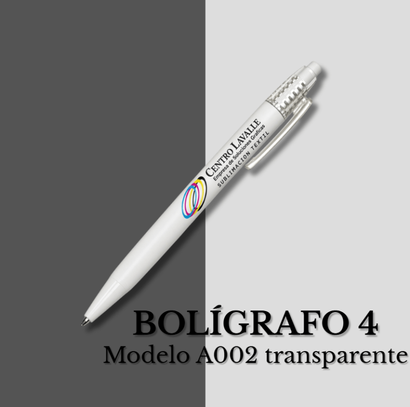 Bolígrafo transparente con logo A002 - 200 Unidades