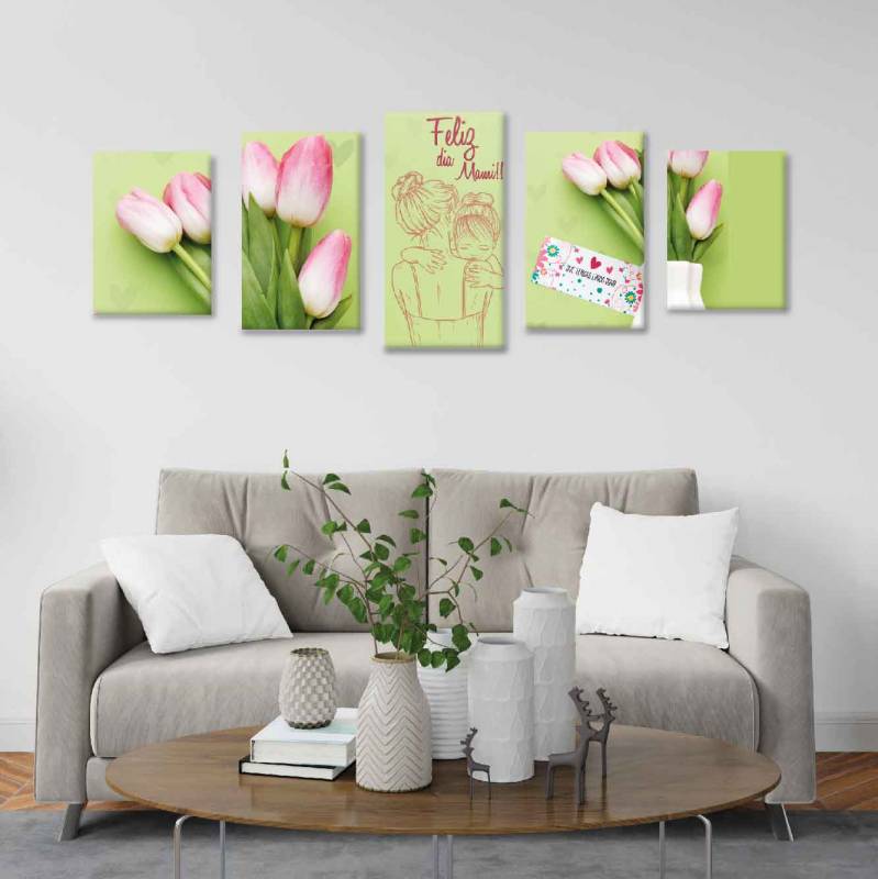 Tulipanes rosas y da de la madre - 5 mdulos - 150 x 60cm - Modelo: CDM_012