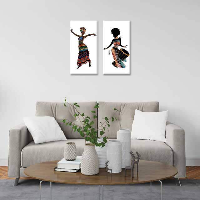 Africanas bailando - 2 módulos - 60 x 60cm - Modelo: CAF_004