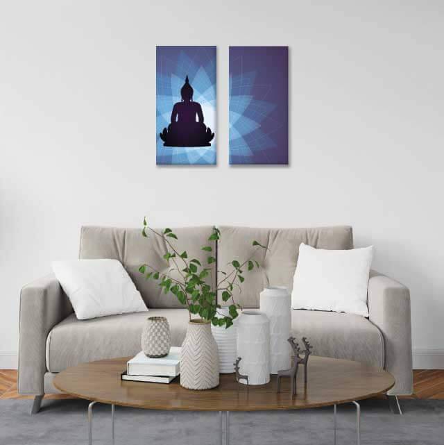 Buda y mándalas azules - 2 módulos - 40 x 60cm- Modelo: CBD_001