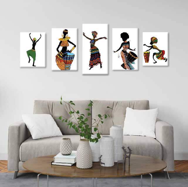 Africanas con música - 5 módulos - 100 x 60cm - Modelo: CAF_004