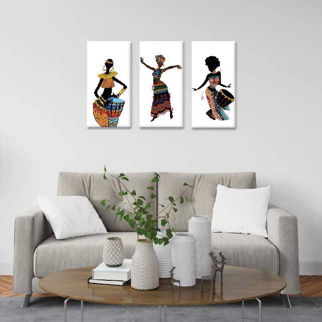 Africanas bailando -  3 módulos - 60 x 60cm - Modelo: CAF_004