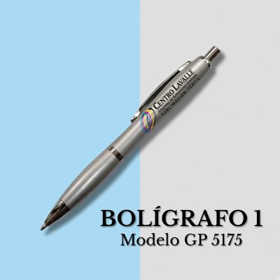 Bolígrafo gris con logo GP5175 - 300 Unidades