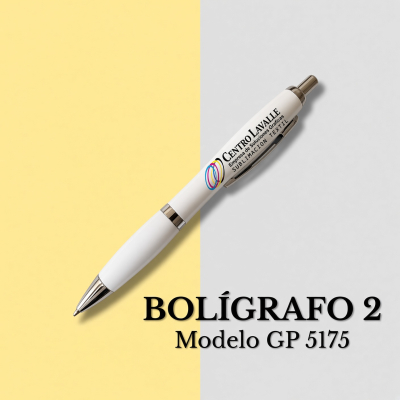 Bolígrafo blanco con logo GP5175 - 100 Unidades