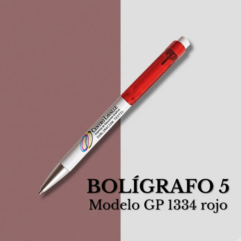 Bolígrafo rojo con logo 1334 - 300 Unidades